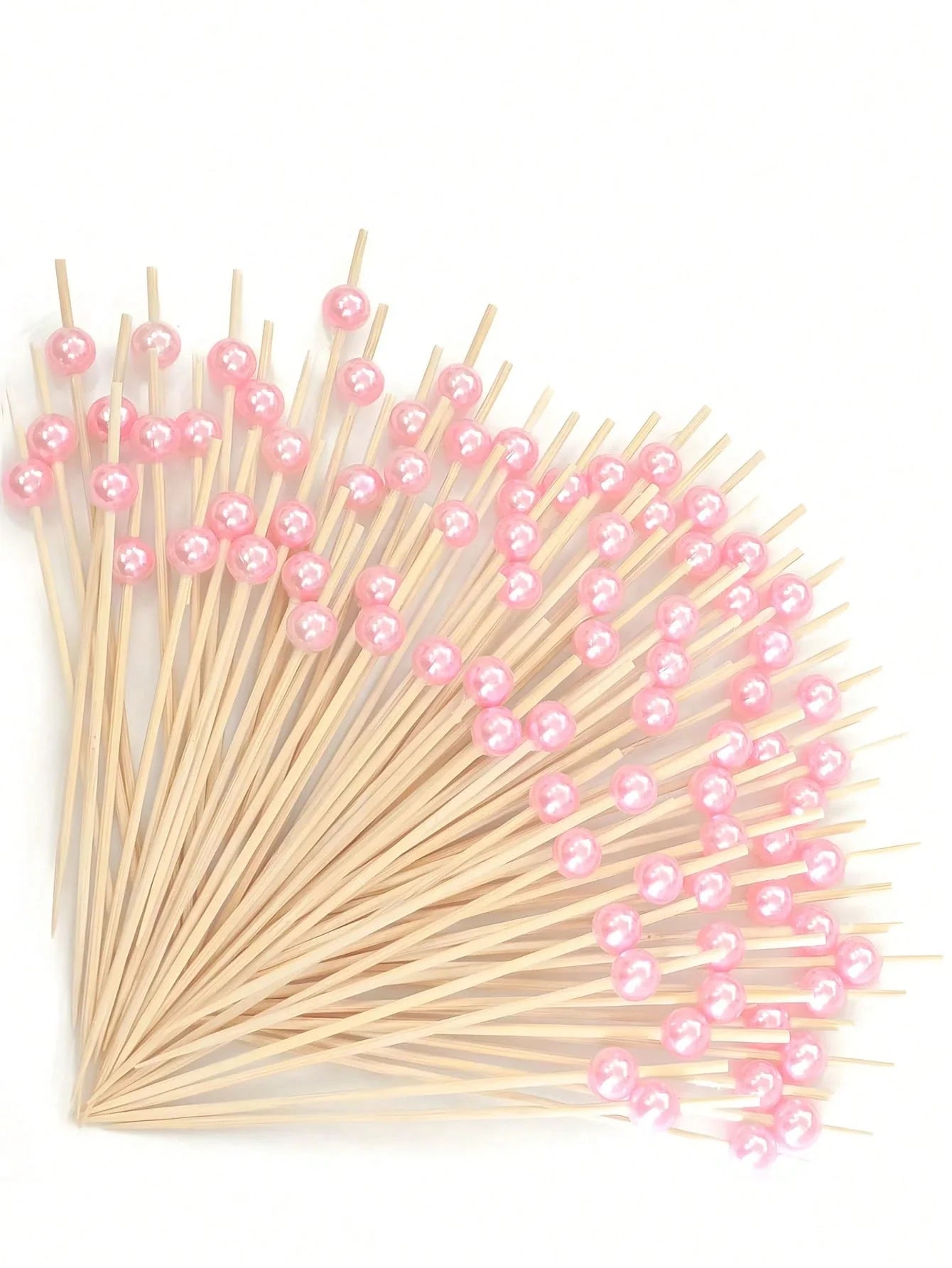 100pcs Pink Pearl Fruit Skewers