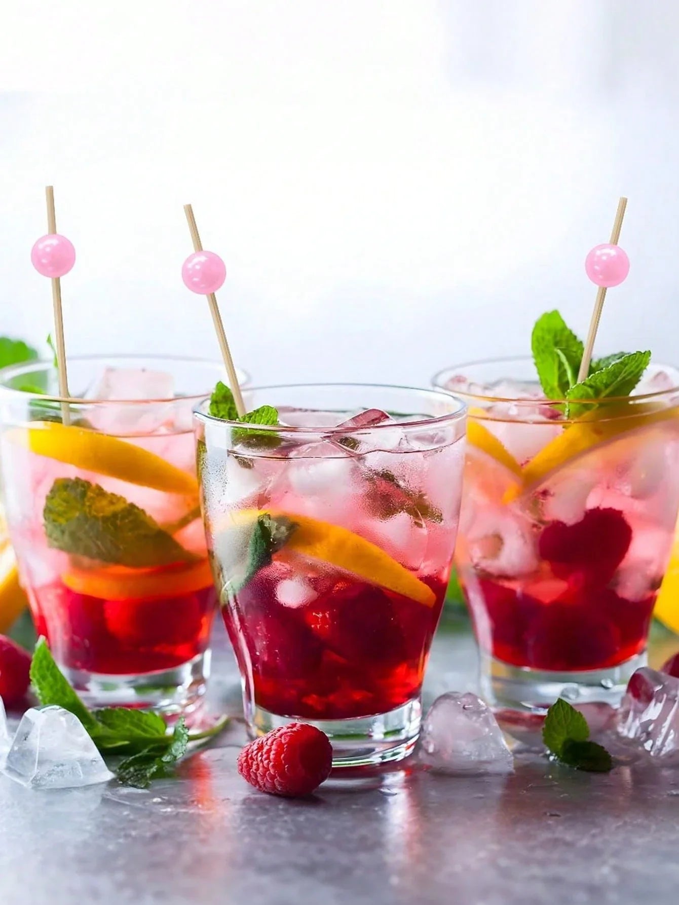 100pcs Pink Pearl Fruit Skewers
