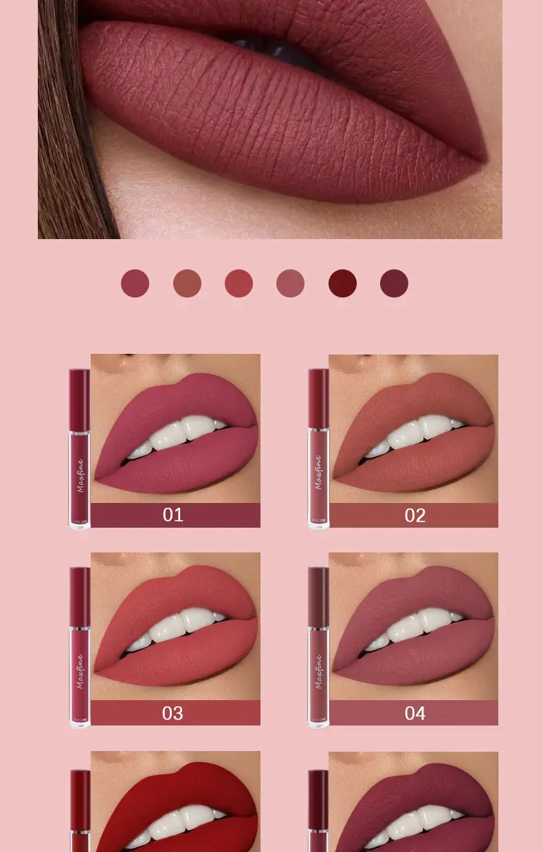 6 Color Waterproof Liquid Lip Gloss Lipstick Set