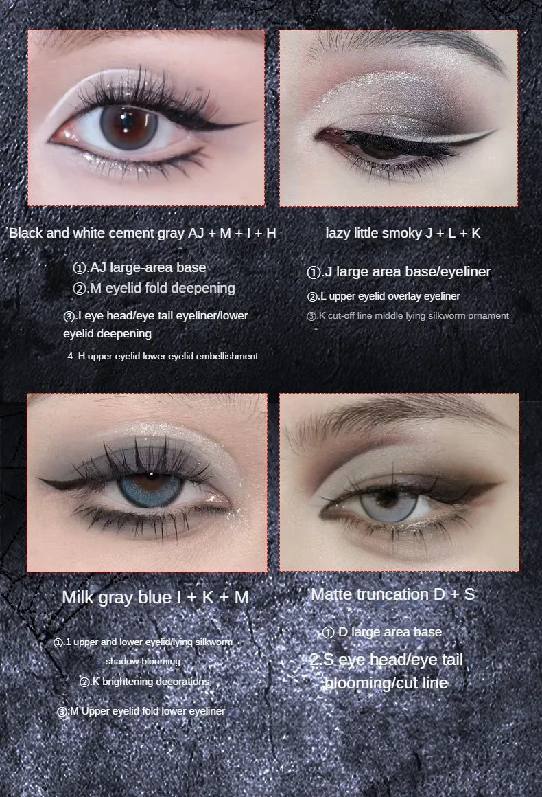Dark Gothic Eye Shadow Palette Pearlescent Matte