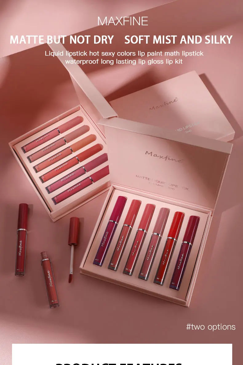 6 Color Waterproof Liquid Lip Gloss Lipstick Set