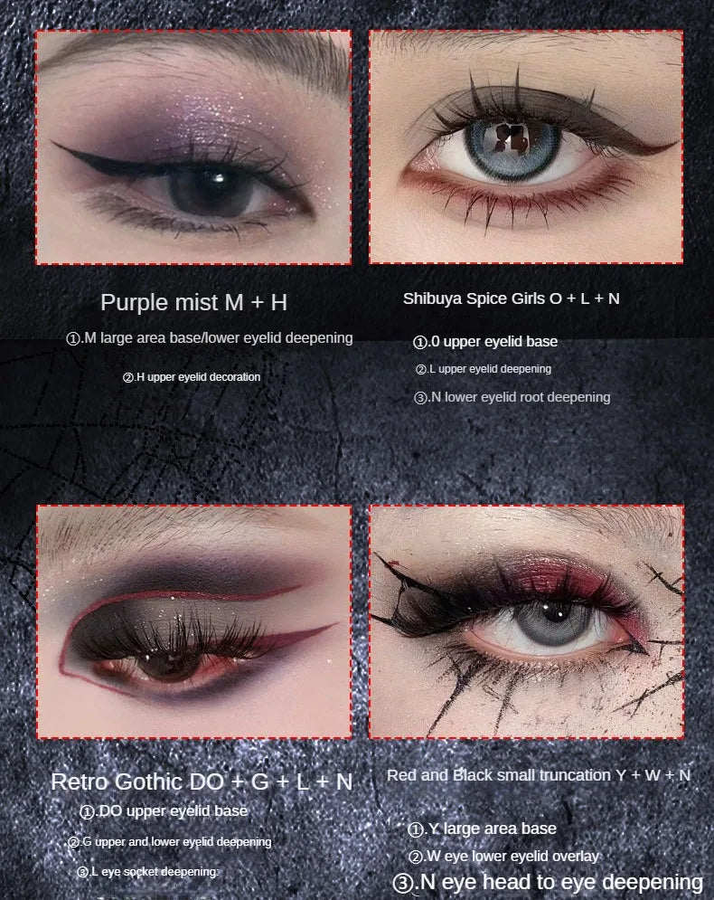 Dark Gothic Eye Shadow Palette Pearlescent Matte