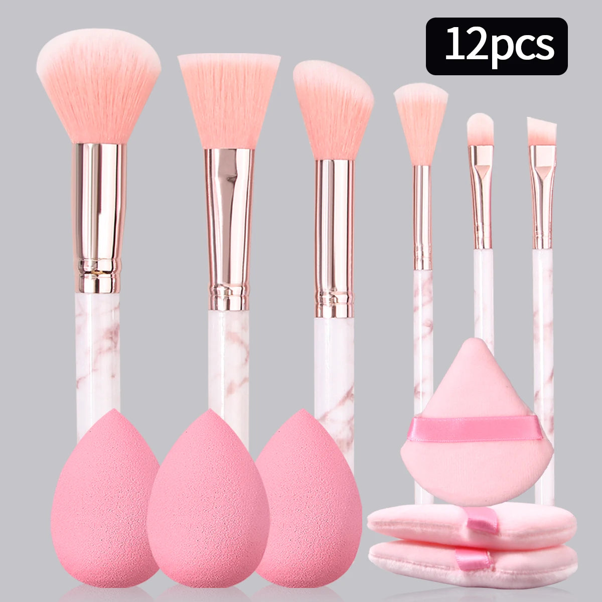 12PCS Pink Marble Beauty Set