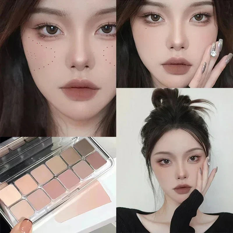 Full Matte Cool Eyeshadow Palette Earth Tones Low Saturation