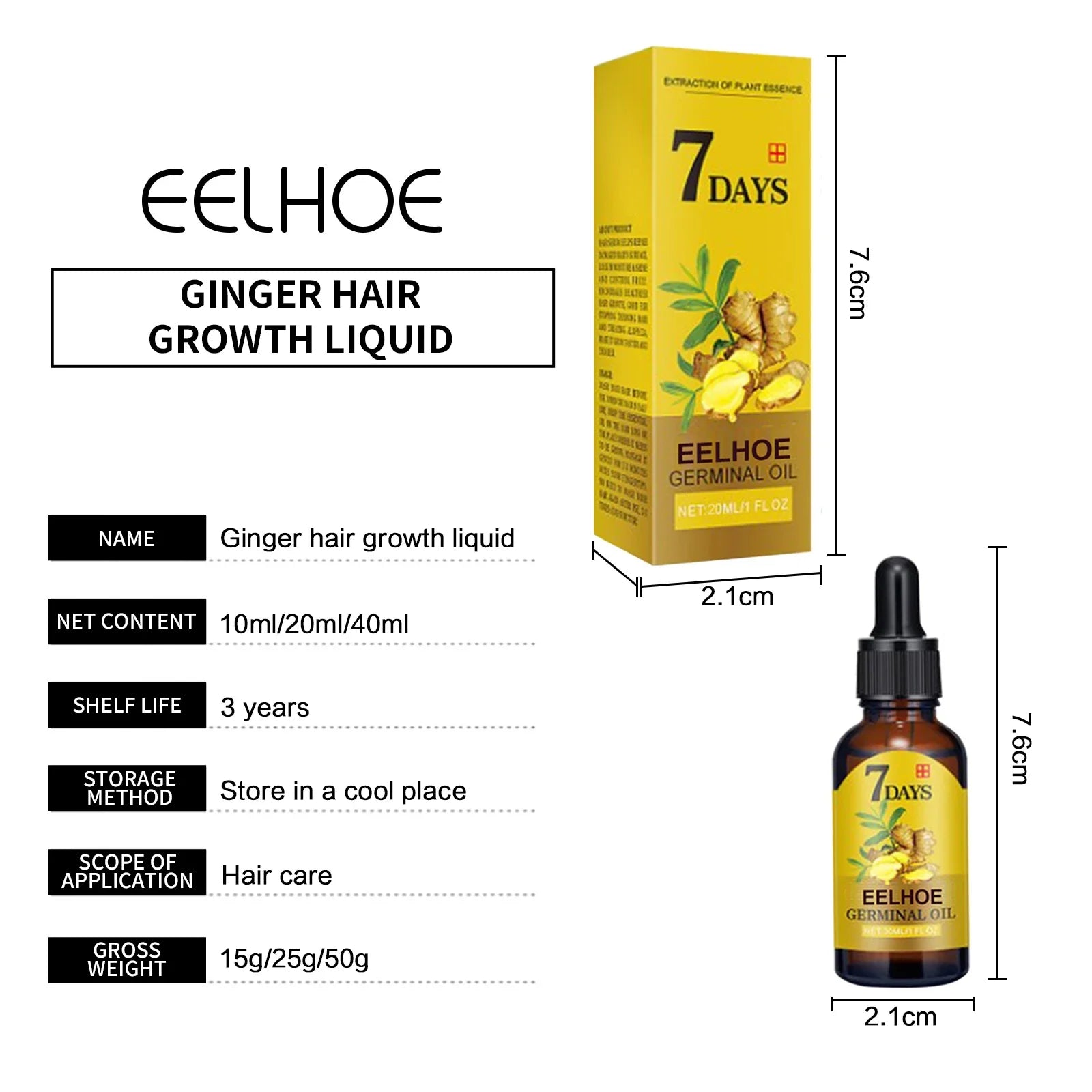 EELHOE Ginger Hair Growth Oil Natural Anti Hair Loss Treatment