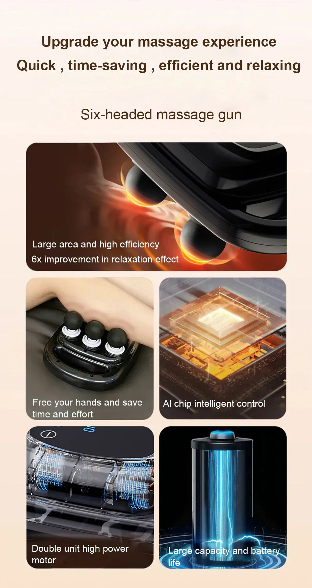 Fascia Gun 6 Heads Electric Muscle Massager