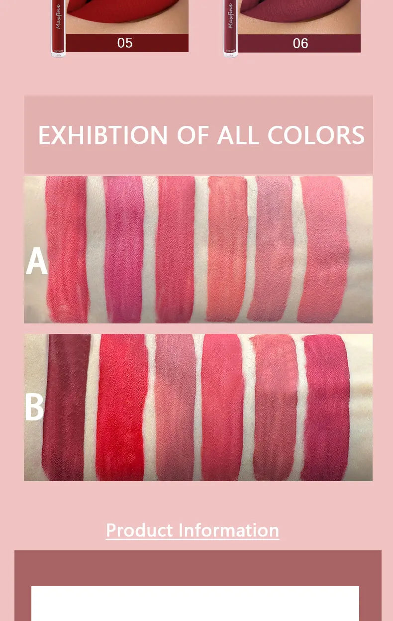 6 Color Waterproof Liquid Lip Gloss Lipstick Set
